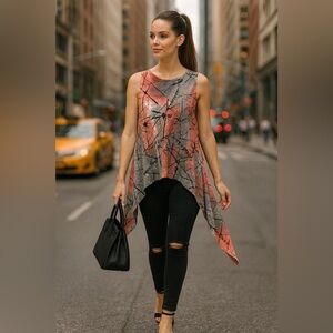 Chalet et Ceci Destiny Tank – Tie Dye SharkBite Hem – Size L – Retail $142